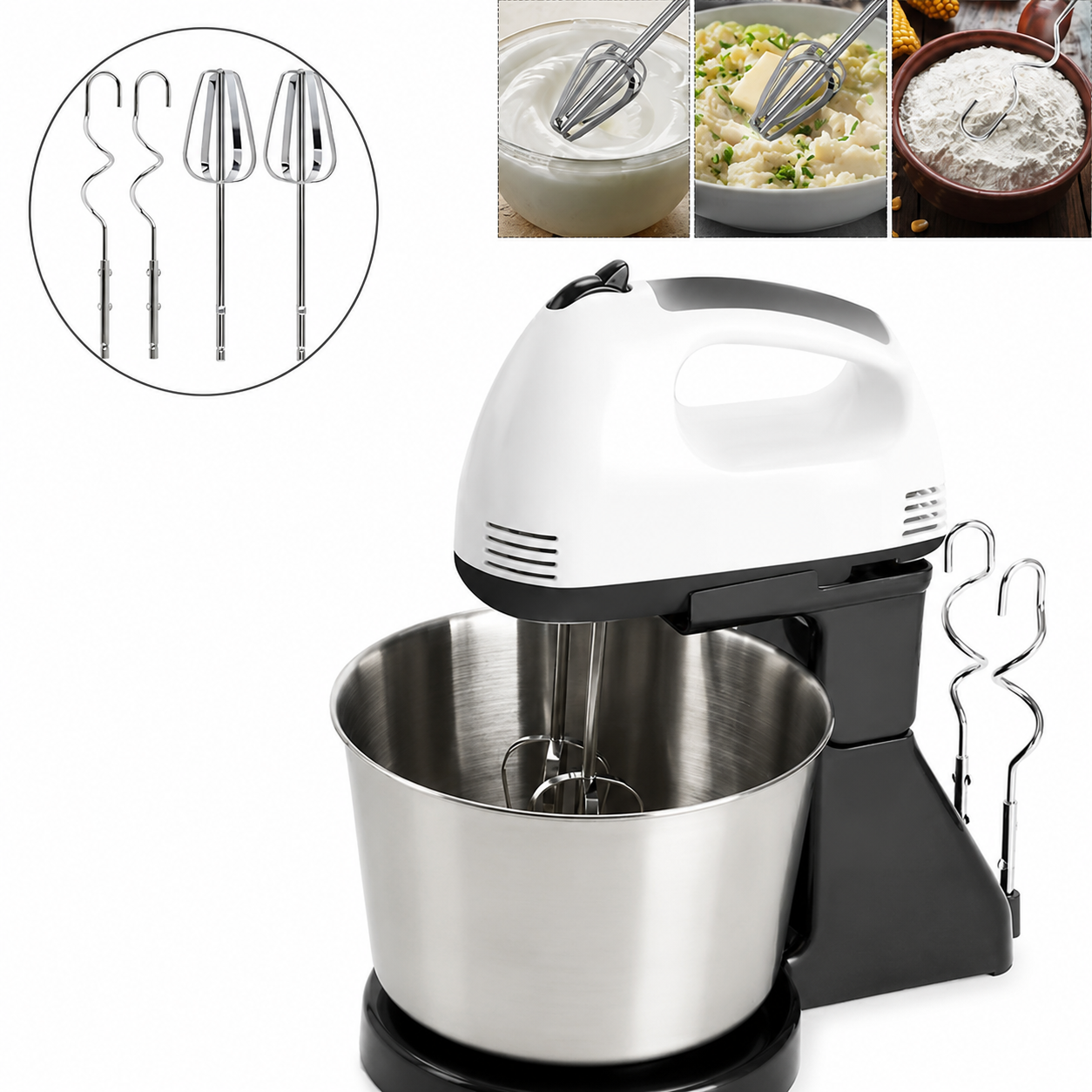 Speed Electric Stand Mixer Multifunctional Food Blender & Dough Kneader With Mixing Bowl